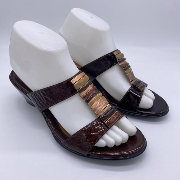 Sofft | Shoes | Sofft Anita Patent Leather Wedge Sandals Sz  Sofft Anita Sandals 8 Embellished Low Wedge Heel Summer Travel Resort Vacation